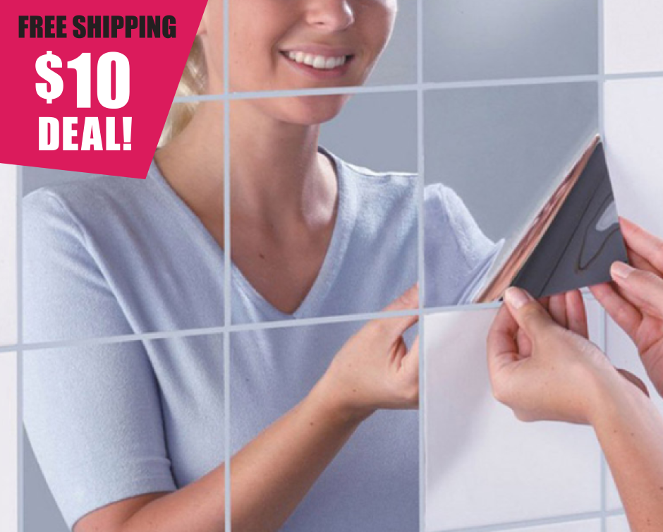 10 for a 16 Piece Adhesive Mirror Set Buytopia