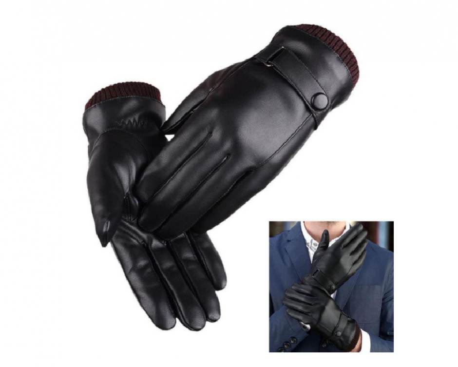 10 for a Pair of Men's Leather Touch Screen Gloves Buytopia
