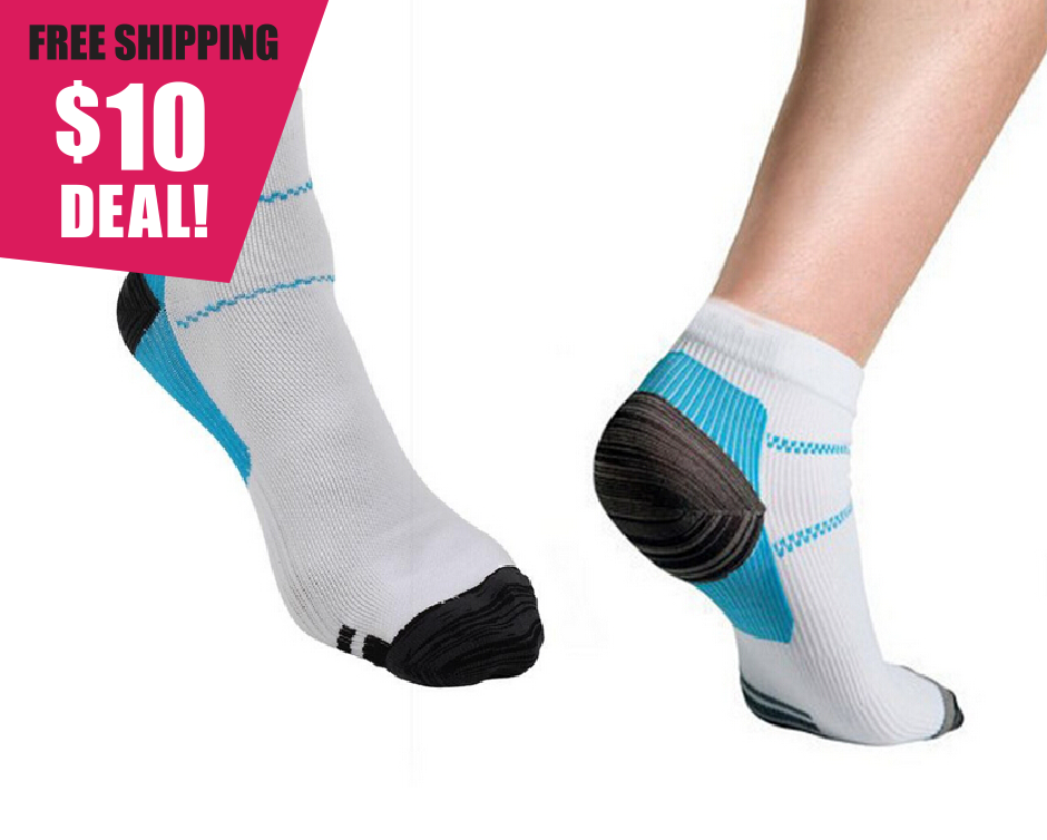 10 for a Set of Three Plantar Fasciitis Socks Buytopia