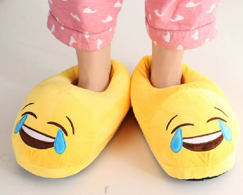 14 for a Pair of Emoji Plush Slippers Buytopia