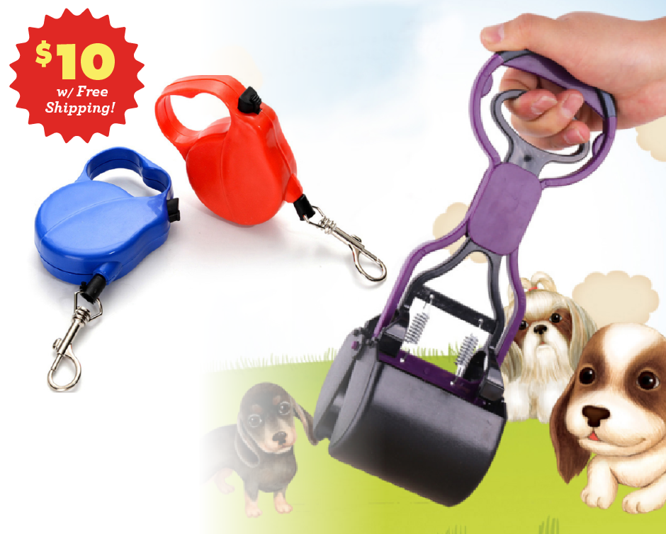 10 for a Dog Walker Leash and Poop Picker Upper Set Buytopia