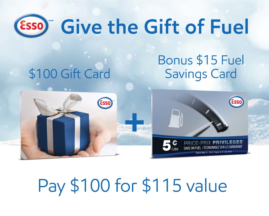 Give the Gift of Fuel! 115 Esso Gas Card Bundle for Only 100 Buytopia